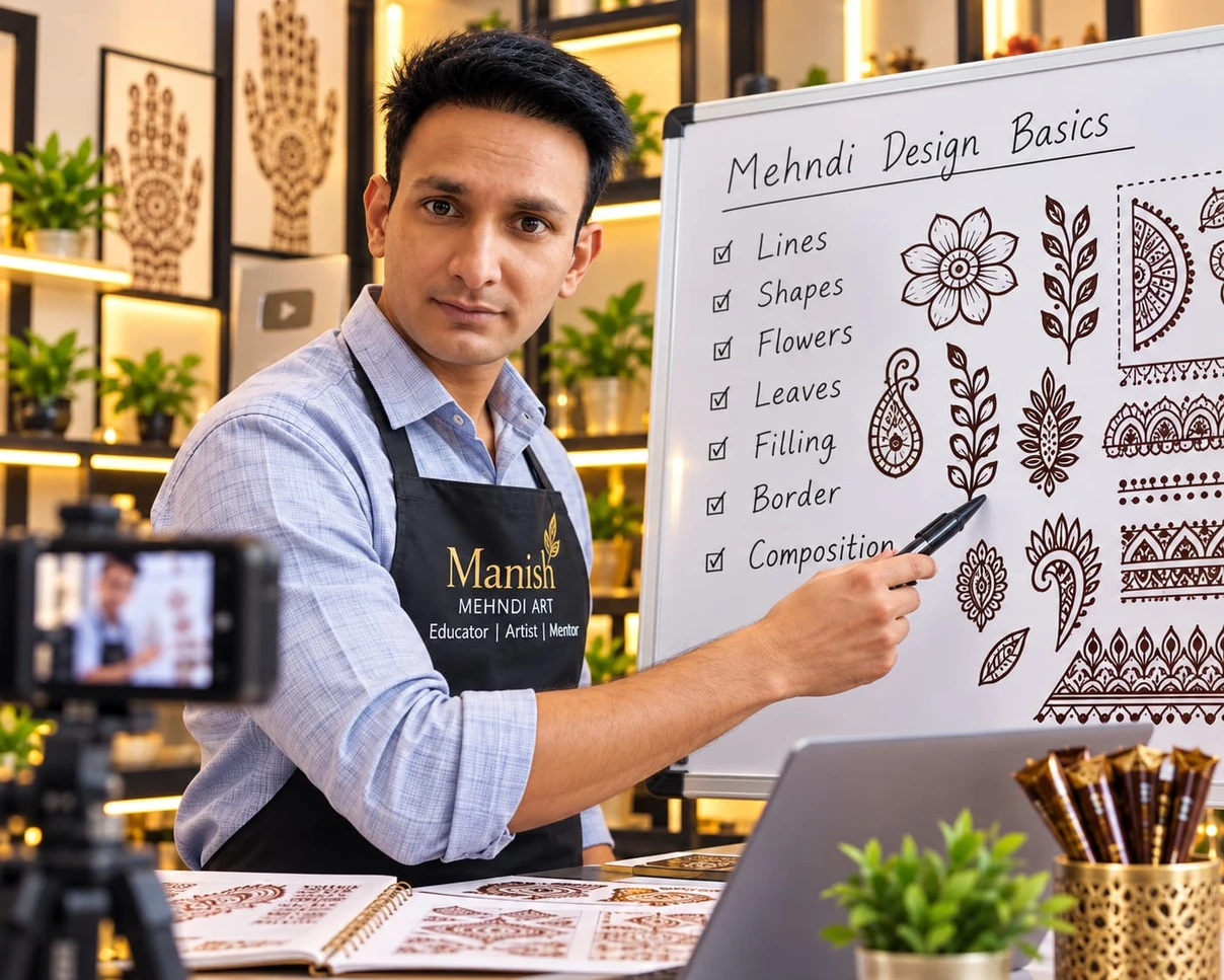 Festive mehndi design demonstration