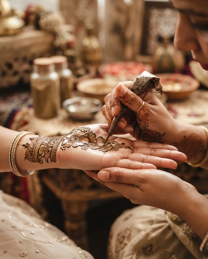 Mehndi artist at work