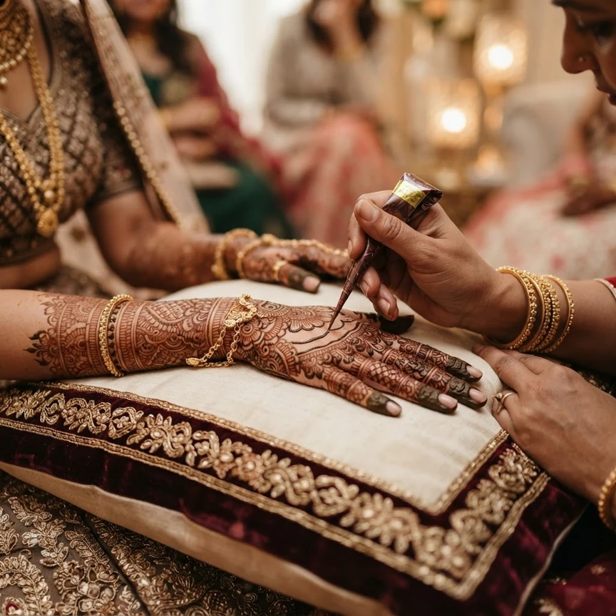 Bride with mehndi on her hands