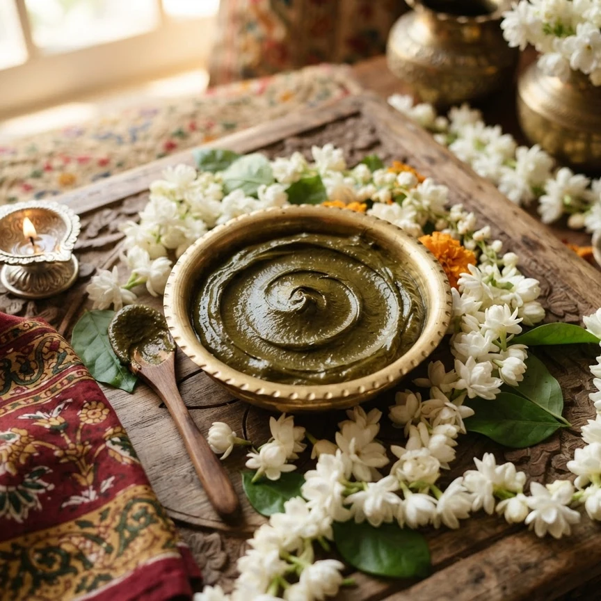 Henna bowl with flowers