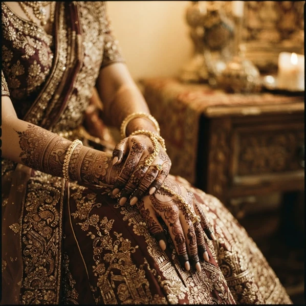 Bride with mehndi and jewellery